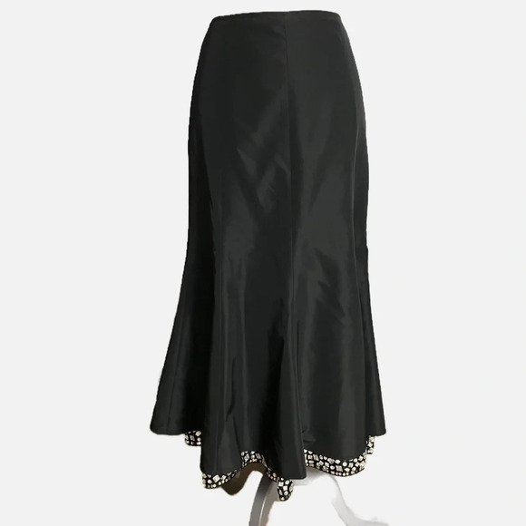 Spanner Midi Maxi Skirt Bedazzled Crystal Hemline Size 6 Black Sequins Tulip New - Picture 1 of 8